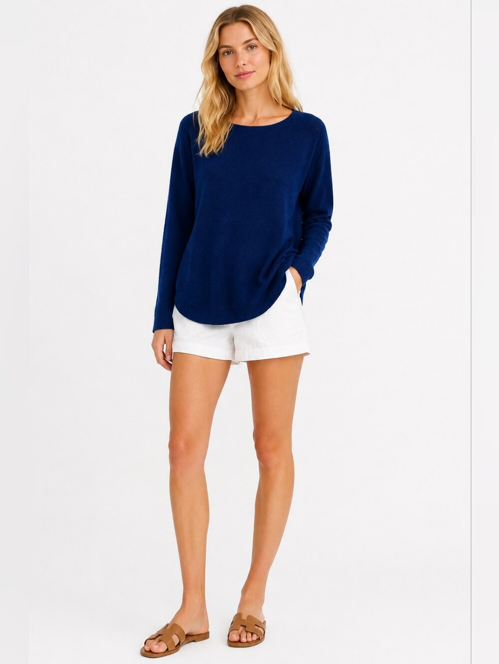 Vince Size S 100% Cashmere Blue Lightweight Crewneck Sweater